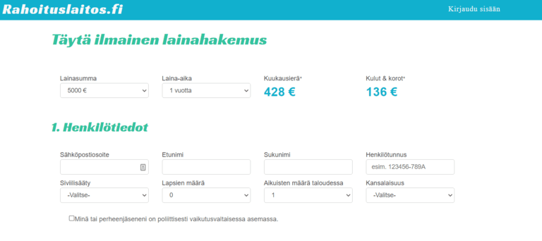 Otimme Rahoituslaitos.fi-palvelun syyniin: Onko kyseessä paras tapa kilpailuttaa lainat?